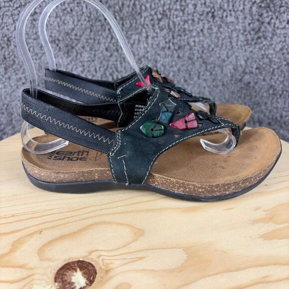 Kalso Earth Sandals March Womens Size 6 Stone Bead Cork Negative Heel Slingback - Picture 3 of 9